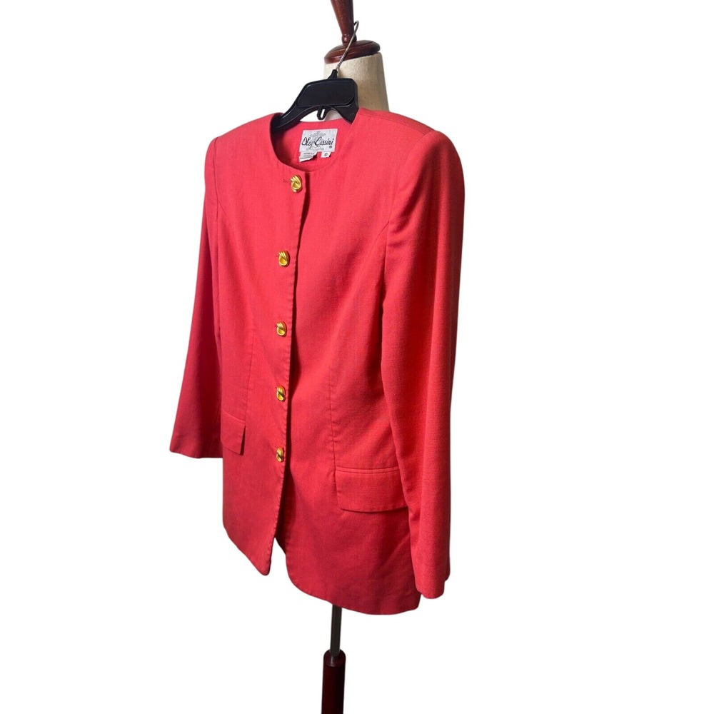 Oleg‎ Cassini Vintage Linen Blazer Women's Size 10 Coral Jacket